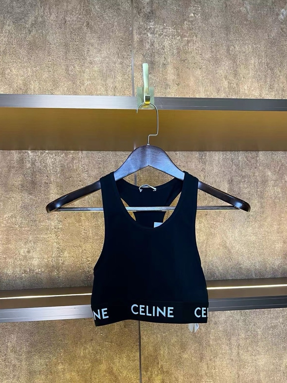🚩steal Celine Black Logo Band Racerback Crop Top